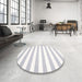 Round Contemporary Rice Beige Solid Rug in a Office, con12