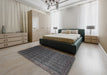 Contemporary Smokey Gray Modern Rug in a Bedroom, con1301