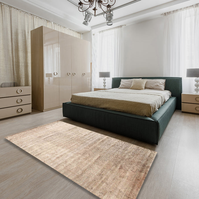 Machine Washable Contemporary Deep Peach Orange Rug in a Bedroom, wshcon1302