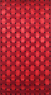 Machine Washable Contemporary Saffron Red Rug, wshcon1303