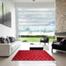 Square Contemporary Saffron Red Modern Rug in a Living Room, con1303