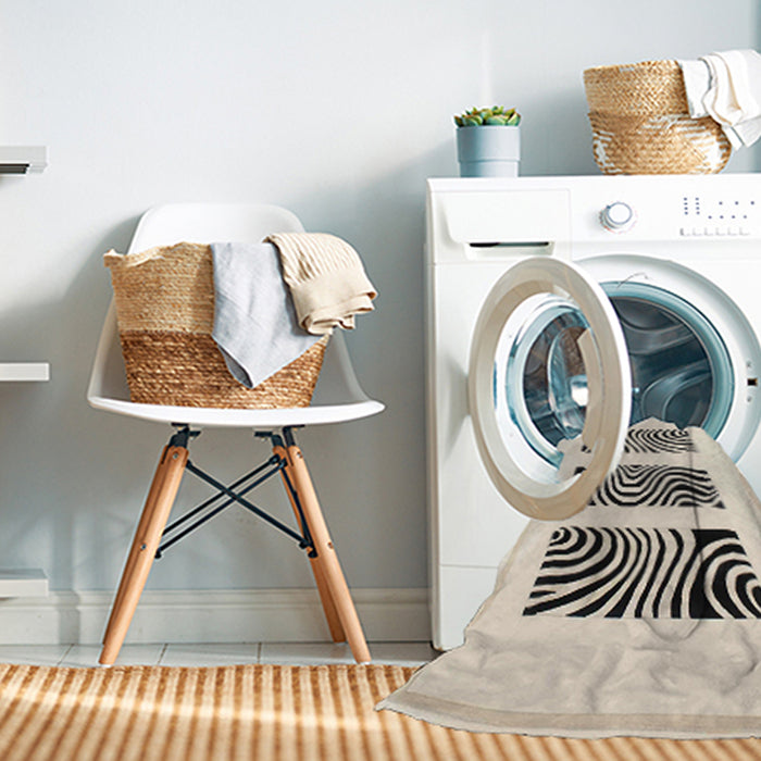 Machine Washable Contemporary Wheat Beige Rug in a Washing Machine, wshcon1304