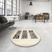 Round Machine Washable Contemporary Wheat Beige Rug in a Office, wshcon1304