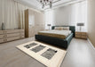 Contemporary Wheat Beige Solid Rug in a Bedroom, con1304