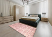 Contemporary Deep Peach Orange Modern Rug in a Bedroom, con1307