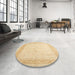 Round Machine Washable Contemporary Brown Gold Rug in a Office, wshcon1308