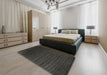 Contemporary Charcoal Gray Modern Rug in a Bedroom, con130