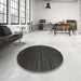 Round Contemporary Charcoal Gray Modern Rug in a Office, con130