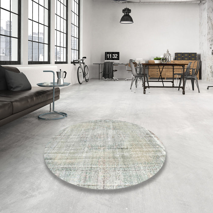 Round Contemporary Dark Gray Modern Rug in a Office, con1310
