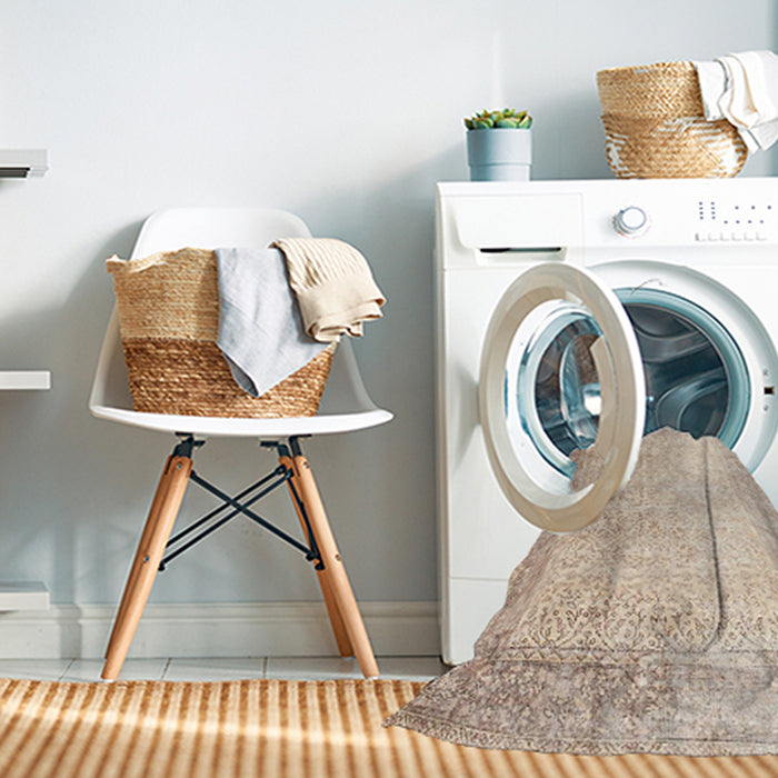 Machine Washable Contemporary Navajo White Rug in a Washing Machine, wshcon1311