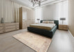 Contemporary Navajo White Gold Modern Rug in a Bedroom, con1311