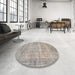 Round Machine Washable Contemporary Rose Dust Purple Rug in a Office, wshcon1313
