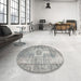 Round Machine Washable Contemporary Pale Silver Gray Rug in a Office, wshcon1314