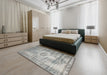 Machine Washable Contemporary Pale Silver Gray Rug in a Bedroom, wshcon1314