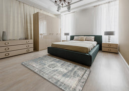 Contemporary Pale Silver Gray Modern Rug in a Bedroom, con1314