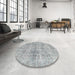 Round Contemporary Gray Modern Rug in a Office, con1315