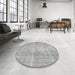 Round Contemporary Gray Modern Rug in a Office, con1317