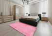 Machine Washable Contemporary Dark Hot Pink Rug in a Bedroom, wshcon1318