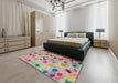 Machine Washable Contemporary Tulip Pink Rug in a Bedroom, wshcon1321