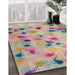 Machine Washable Contemporary Tulip Pink Rug in a Family Room, wshcon1321