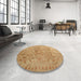 Round Machine Washable Contemporary Orange Rug in a Office, wshcon1322