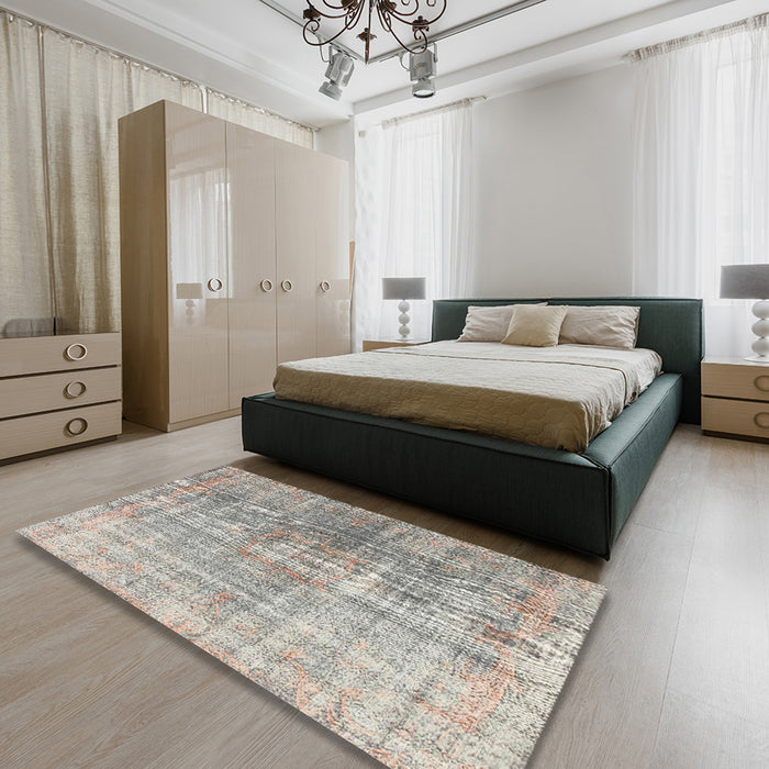 Machine Washable Contemporary Khaki Green Rug in a Bedroom, wshcon1324