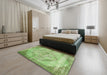 Contemporary Yellow Green Modern Rug in a Bedroom, con1327