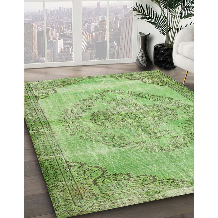 Machine Washable Contemporary Yellow Green Rug in a Family Room, wshcon1327