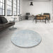 Round Machine Washable Contemporary Dark Gray Rug in a Office, wshcon1328