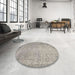 Round Contemporary Sage Green Modern Rug in a Office, con1331