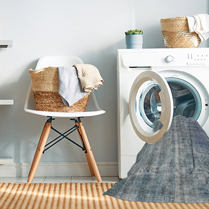 Machine Washable Contemporary Blue Gray Rug in a Washing Machine, wshcon1332