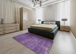 Contemporary Bright Purple Persian Rug in a Bedroom, con1334