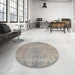 Round Contemporary Sage Green Modern Rug in a Office, con1336