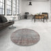 Round Machine Washable Contemporary Silver Pink Rug in a Office, wshcon1338