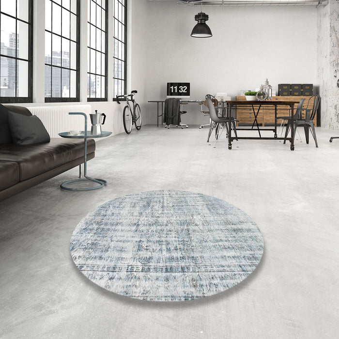 Round Machine Washable Contemporary Dark Gray Rug in a Office, wshcon1339