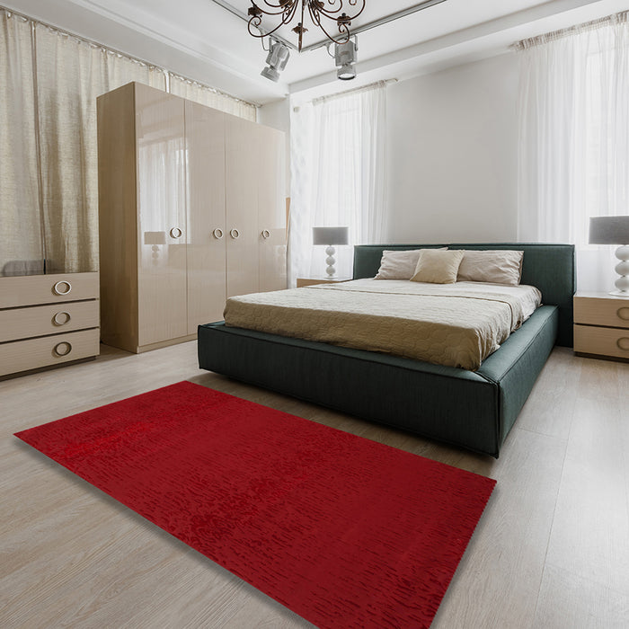 Contemporary Red Modern Rug in a Bedroom, con133