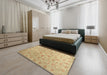 Contemporary Bronze Brown Modern Rug in a Bedroom, con1340