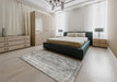 Contemporary Granite Gray Modern Rug in a Bedroom, con1342