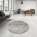 Round Contemporary Granite Gray Modern Rug in a Office, con1342