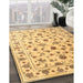 Contemporary Chrome Gold Yellow Persian Rug in Family Room, con1344