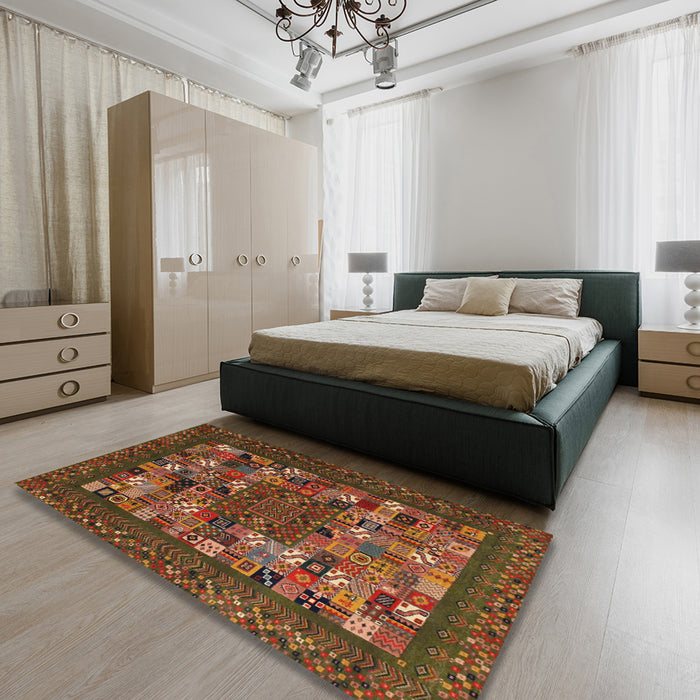 Machine Washable Contemporary Saffron Red Rug in a Bedroom, wshcon1345