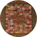 Square Machine Washable Contemporary Saffron Red Rug, wshcon1345