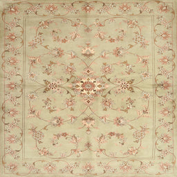 Square Contemporary Brown Gold Modern Rug, con1347