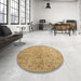 Round Machine Washable Contemporary Orange Rug in a Office, wshcon1350