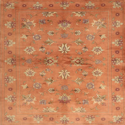 Square Contemporary Orange Modern Rug, con1351