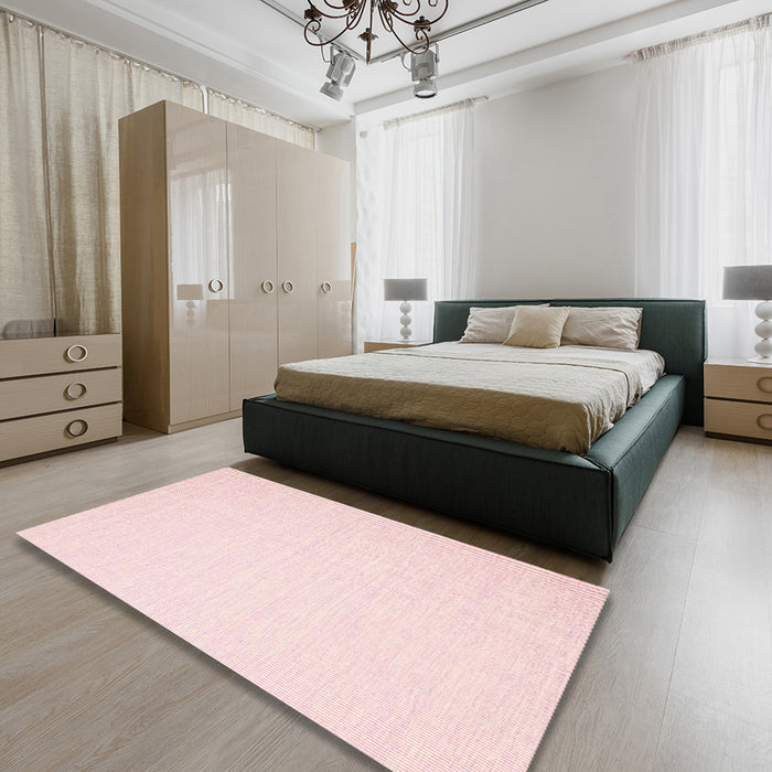 Contemporary Pink Modern Rug in a Bedroom, con1355