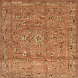 Square Contemporary Orange Modern Rug, con1356