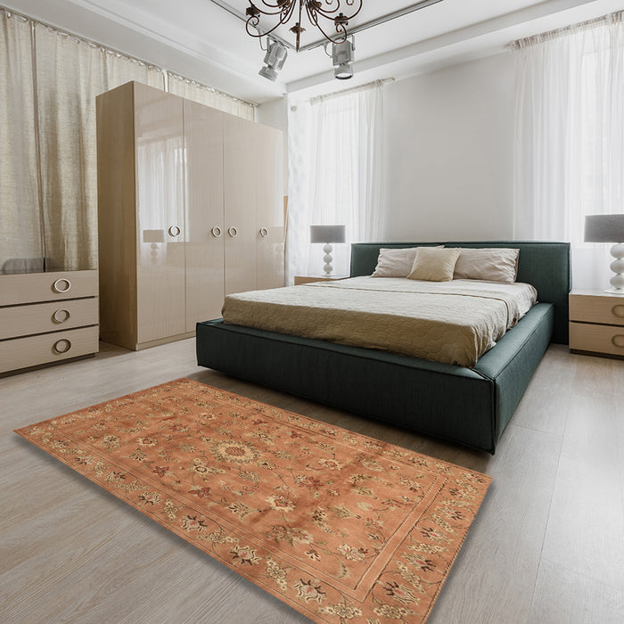 Machine Washable Contemporary Orange Rug in a Bedroom, wshcon1356