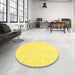 Round Contemporary Yellow Modern Rug in a Office, con135