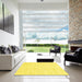 Square Contemporary Yellow Modern Rug in a Living Room, con135